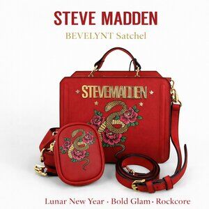 NWT Steve Madden Red Snake Floral Satchel Lunar New Year Bold Glam Rockcore